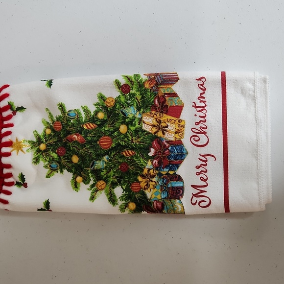 New Christmas Theme 3pc Set Handmade Kitchen Hand Towels Lot # 2 - Picture 10 of 12